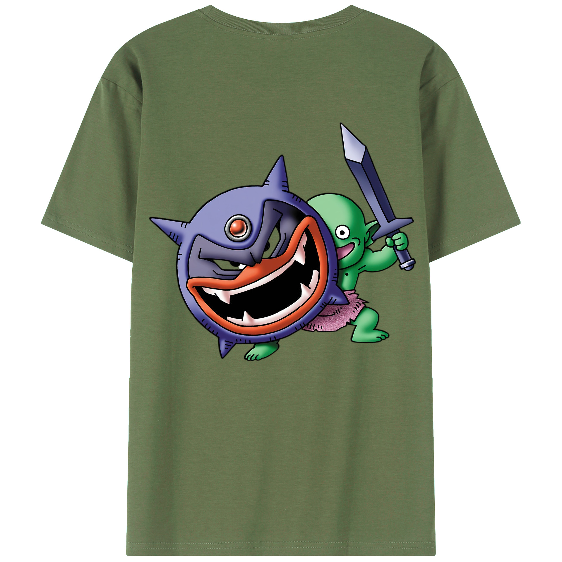 （画像用） ドラゴンクエスト Doragon Kuesuto Dragon Quest 綿100％ メンズ半袖Tシャツ（バックプリント） 通気性